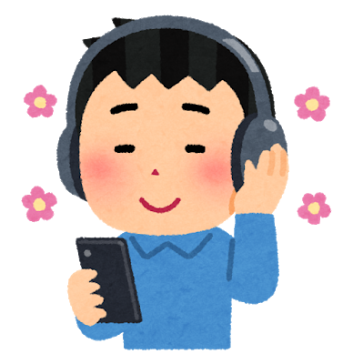 ASMR動画を聞く人のイラスト（男性）